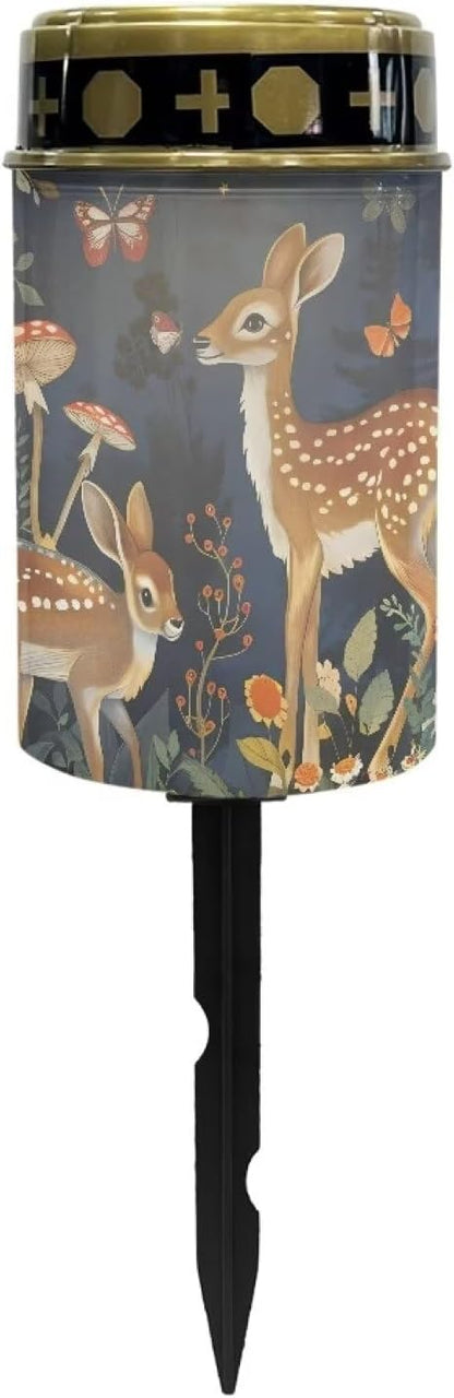 Deer Forest Cemetery Solar Lights, Solar Powered Garden Stake Lights, Deer Forest Decorative Lights for Cemetery Grave Yard Patio Outdoor Decoration Memorial