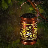 Solar Lantern Outdoor Hanging — Metal Hummingbird Solar Lights with Floral Projection, IP65 Waterproof, Auto On/Off, 8–12H Illumination, Garden Décor Gift for Mom Grandma Women Patio