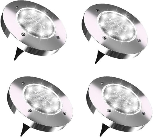 New Solar Garden Path Light (16/8/4/2), Suitable for Villa Outdoor Areas, terraces, lawns, Christmas Decorations, Gardens - IP55 Waterproof (4 Pieces/White Light)