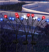 Solar Powered Garden Lights, Red White Blue Firefly Branch Lights, LED Decorative Stake Lights for Outdoor Pathway | Lumora