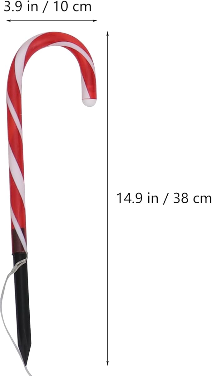 Christmas Candy Cane Pathway Markers Battery Operated LED Decoration Lights for Indoor Outdoor Pathway Garden Patio Yard, 1 Set /4Pcs