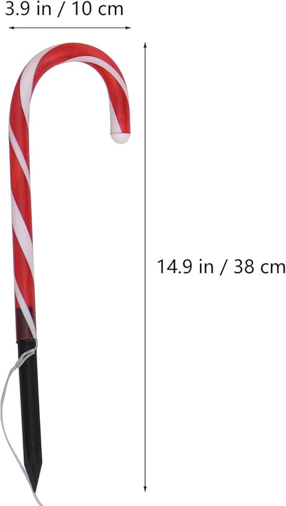 Christmas Candy Cane Pathway Markers Battery Operated LED Decoration Lights for Indoor Outdoor Pathway Garden Patio Yard, 1 Set /4Pcs