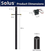 Solus 7-Foot Direct Burial Lamp Post – Aluminum Outdoor Light Pole with Decorative Cross Arm & Dusk-to-Dawn Sensor | Lumora