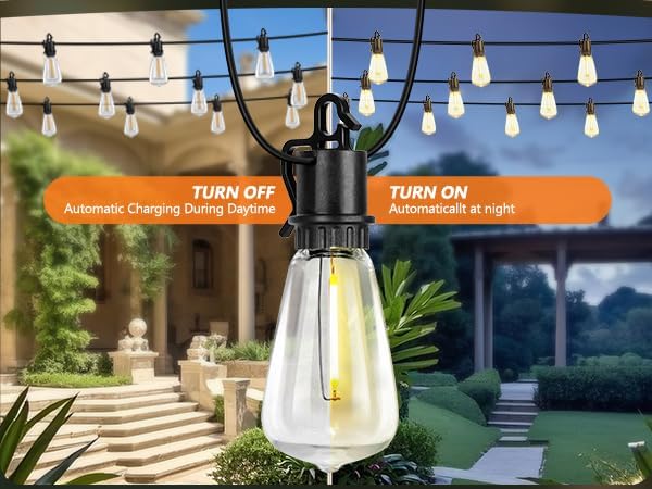 200ft Solar LED Outdoor String Lights Patio Lights with Shatterproof 2700K ST38 Vintage Edison Plastic Bulbs Dimmable, Outside Hanging Lights Waterproof for Porch, Deck, Garden, Backyard