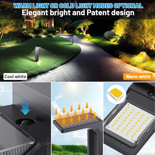 Sunvivo Elegant Solar Pathway Lights,2 Modes(Cool White/Warm White)-2Pack