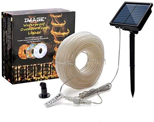 IMAGE 8 Modes Solar Rope Lights Outdoor String Lights 78.7Foot 20M Waterproof 200LED for Indoor Outdoor Garden Party Patio Lawn Decor White Color