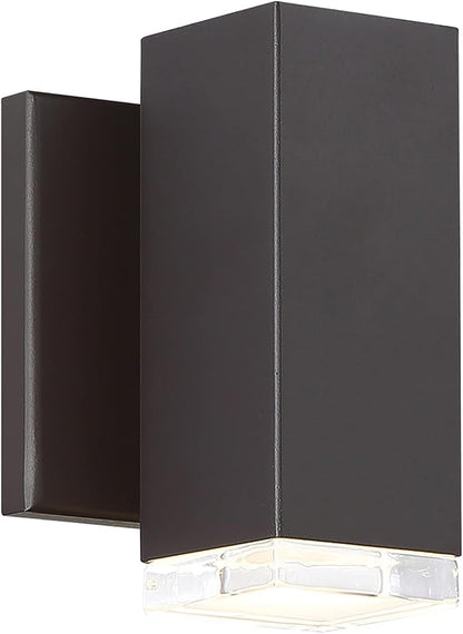 WAC Lighting dweLED, Block 1 Light LED Indoor and Outdoor Wall Light 3000K in Bronze