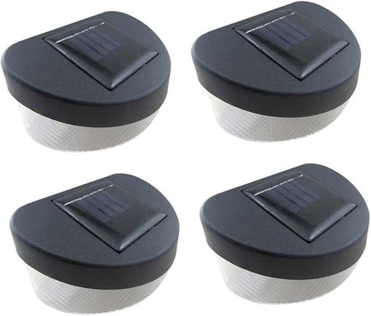 4pcs Solar Outdoor Garden Lights Led Fence Lights Black Shell for Garden Pathway and Porch Decor