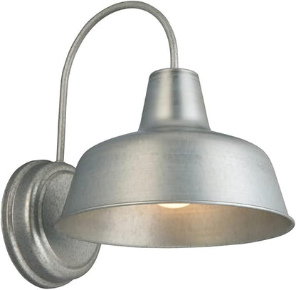 Design House Mason Farmhouse Gooseneck Barn Light, Outdoor Exterior Porch or Patio Wall Light Fixture, Galvanized Gray Paint, 10 Inch Diameter, 1-Pack, 579383