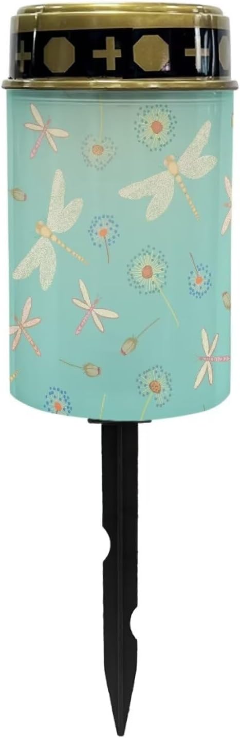 Dragonfly Cemetery Solar Lights for Grave Printed Solar Garden Lights for Cemetery Solar Lights Outdoor Garden, Eternal Lights for Cemetery Grave Decorations Green