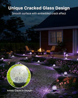 8 Pack 4.72" Multicolor Solar Power Cracked Glass Orb Light Outdoor