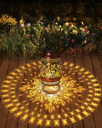 Solar Lanterns Outdoor Waterproof Hummingbird Elegant Garden Decor Birthday Gifts for Women Mom Grandma Sister Metal Hanging Solar Lights Outside Gardening Decorations for Backyard, Patio, Lawn, Porch