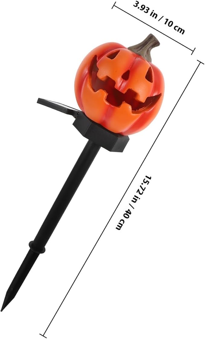 Solar Powered Pumpkin Garden Stake Light Outdoor Solar Pathway Lamp Lawn Decor Halloween Jack Lantern Stake with Resin Craft for Yard Lighting