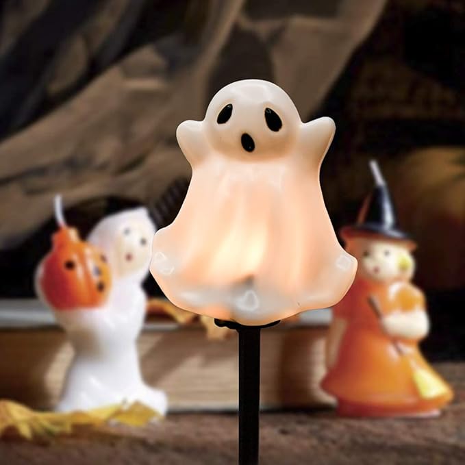 SUNSGNE Halloween Ghost Pathway Lights Outdoor, Set of 4 Ghost Halloween Stake Path Lights with C7 LED Bulbs for | Lumora