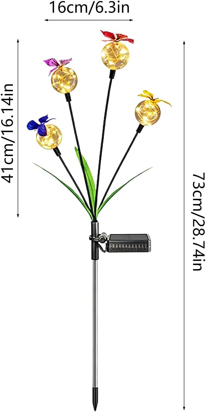 Solar Garden Lights, Swaying Butterfly Light, Swaying in The Wind, Solar Outdoor Lights, Yard Patio Pathway Decoration, Flexibility Iron Wire & Realistic Butterflies (Yellow)