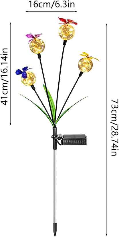 Solar Garden Lights, Swaying Butterfly Light, Swaying in The Wind, Solar Outdoor Lights, Yard Patio Pathway Decoration, Flexibility Iron Wire & Realistic Butterflies (Yellow)