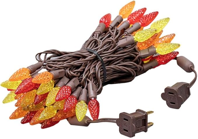 Novelty Lights 24FT 70 LED C6 LED Thanksgiving String Lights, Outdoor Christmas Tree Commercial Grade LED String | Lumora