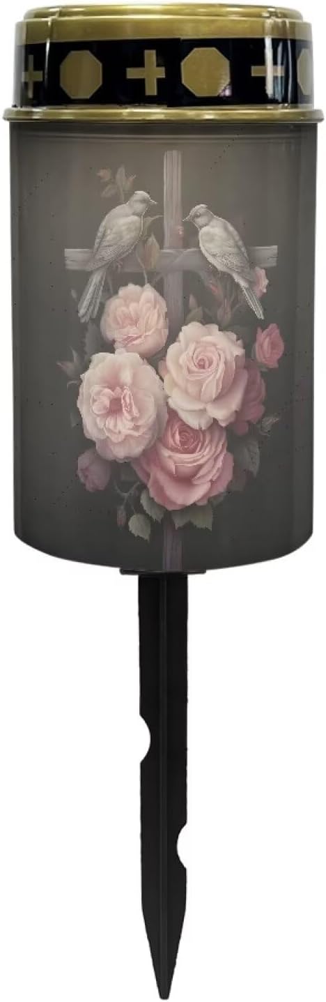 Cross Rose Bird Solar Garden Lights Outdoor, Cross Solar Lights Outdoor Waterproof Solar Powered Lights for Outside Patio Yard Pathway