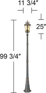 John Timberland Marseille Traditional Outdoor Post Light with Flat Base Pole Veranda Bronze 99 3/4" Champagne | Lumora