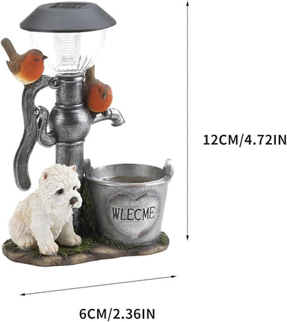 Solar Outdoor Lights, Puppy and Bird Garden Lights, Resin Decorative Lights for Yard, Pathways, Solar Spot Lights Outdoor, Security Lights, Cute Stuff
