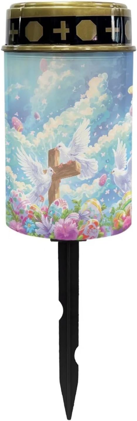 Dove Cross Solar Lights for Grave Solar Led Lights for Outside Waterproof Landscape Lights Cross Candle Holder for Cemetery Prayer Signs Solar Light Grave Garden Lawn Patio Yard Decor