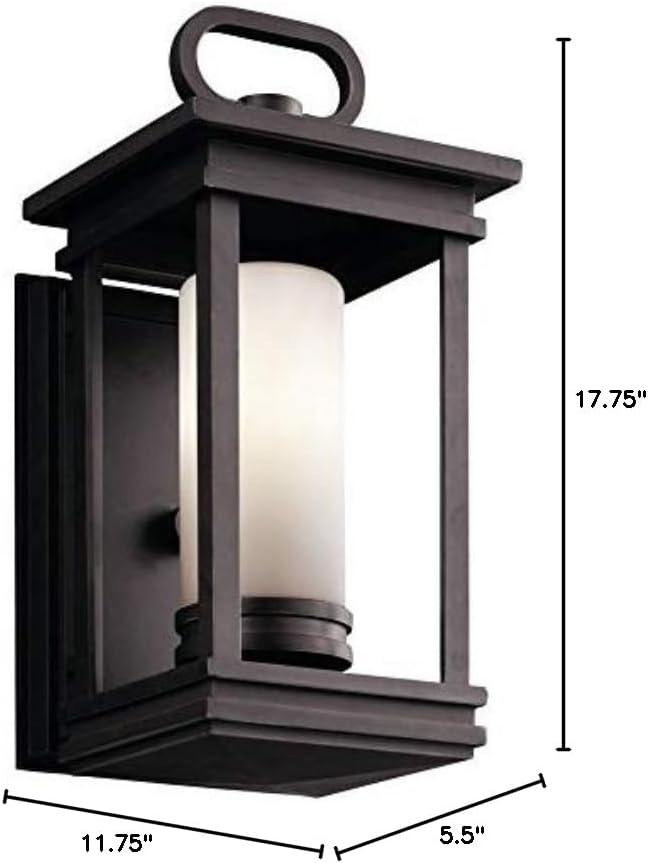 Kichler 49474RZ South Hope Outdoor Wall 1-Light, Rubbed Bronze, 8-Inch