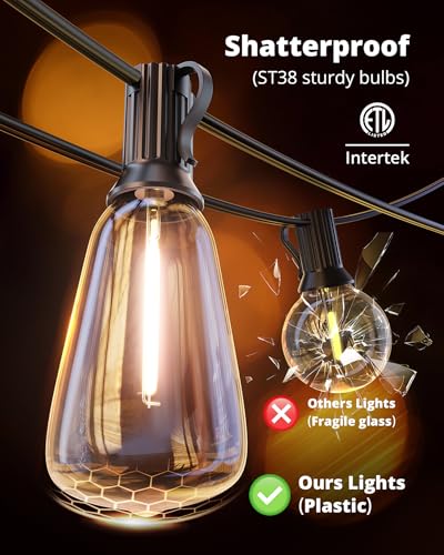 Outdoor String Lights,120FT Outdoor Party Light with 58 Edison Lights Bulb