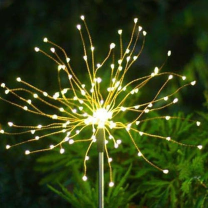 Hyuduo Solar Garden Firework Lights, 34.6 Inch, IP65 Waterproof, 8 Lighting Modes, ABS Material, Warm Light, Decorative Outdoor Stakes for Yard, Wedding, Patio