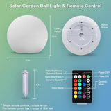 12-inch Dimmable Solar Globe Light, RGB 16 Color Changing Large Glowing Orb Light w/Remote, Waterproof Outdoor | Lumora
