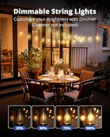 VIPAR Outdoor String Lights, 30FT LED Patio Lights Waterproof 14 ST38 Bulbs