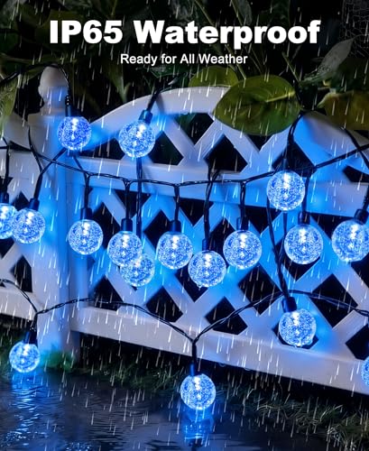 btfarm 2 Pack Solar String Lights Outdoor, Total 98FT 100 LED Crystal Globe