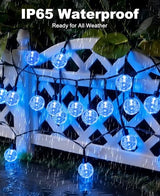 btfarm 2 Pack Solar String Lights Outdoor, Total 98FT 100 LED Crystal Globe