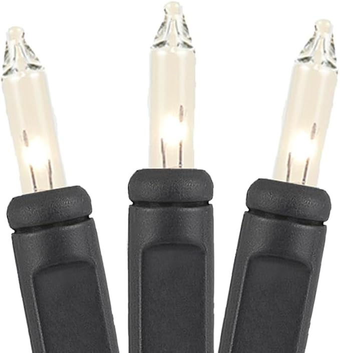 Novelty Lights 24-Pack, 34 Feet 100 Bulbs Traditional Incandescent Mini Lights, Clear on Black Wire with 4" Spacing, Commercial Grade and UL Listed for Indoor/Outdoor Use, End-to-End Connectable