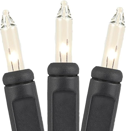 Novelty Lights 24-Pack, 34 Feet 100 Bulbs Traditional Incandescent Mini Lights, Clear on Black Wire with 4" Spacing, Commercial Grade and UL Listed for Indoor/Outdoor Use, End-to-End Connectable