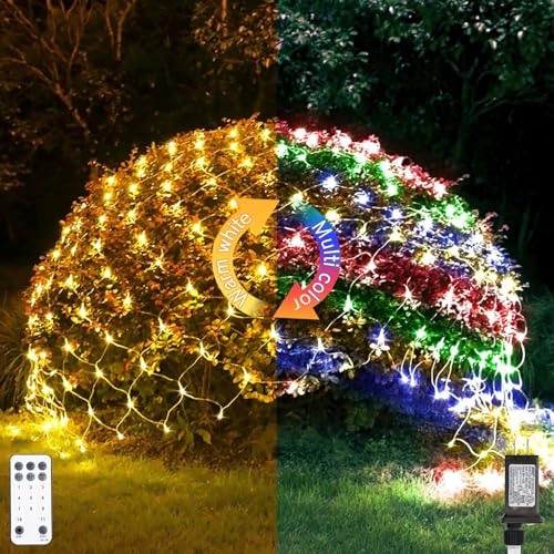 JMEXSUSS 360 LED Net Christmas Lights, Warm White to Multicolor