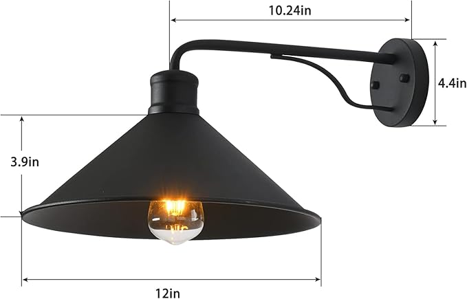 3 Pack Matte Black Outdoor Wall Lights, Modern Farmhouse Porch Wall Light Fixtures Wall Mount, Exterior E26 Barn Lights for Garage Frontdoor Entryway Bathroom Doorway,12"