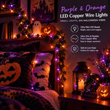 Dazzle Bright Halloween Fairy String Lights, 20FT 60 LED Copper Wire Battery Operated Waterproof Lights, Halloween Decorations for Indoor Home Outdoor Patio Yard Party Decor (Purple and Orange)