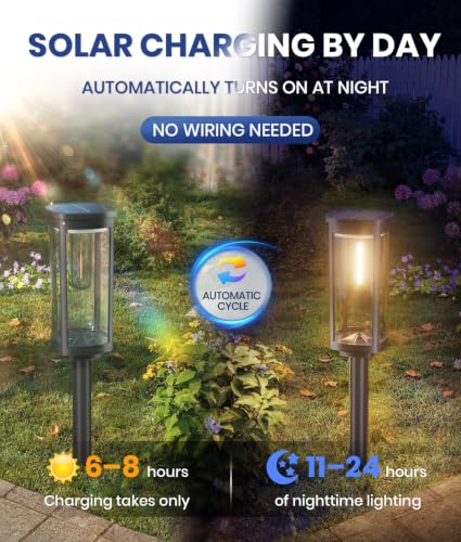 Outdoor Solar Lights, 12 Pack, Warm White, Geometric Shade, IP65