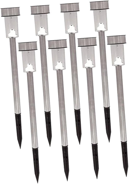 Alipis 8pcs Waterproof Solar Ground Plug Lights LED Garden Solar Pathway Lamps Stainless Steel Outdoor Landscape Lighting for Yard Lawn White Light