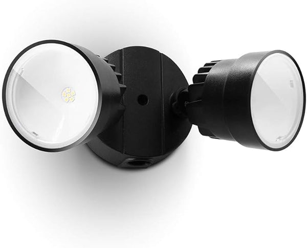 LUTEC P6221B 2000 Lumen 18 Watt LED Dual-Head Floodlight Outdoor, Switch Controlled Waterproof Exterior Security | Lumora