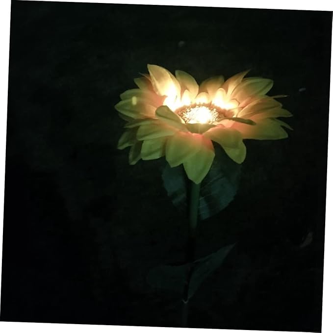 2pcs Led Solar Garden Lights Sunflower Outdoor Lights for Patio Pathway Driveway Solar Pathway Landscape Lamp Warm White
