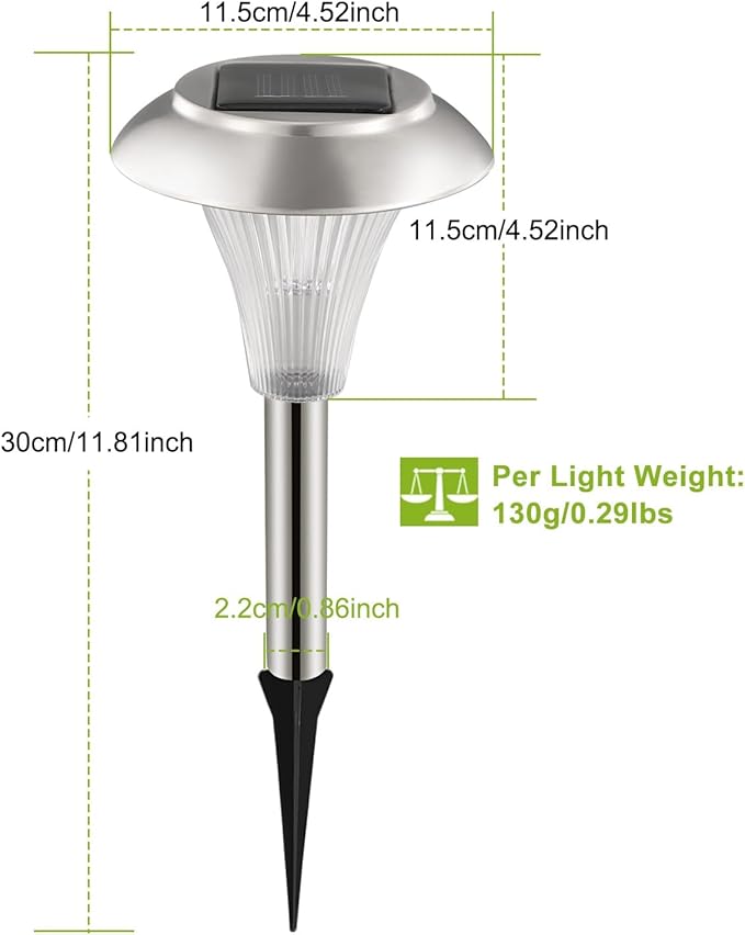 Solar Outdoor Lights, 8 Pack LED Garden Lights Outdoor Waterproof, Color Changing Solar Walkway Lights Maintain 10 Hours of Lighting for Your Garden, Landscape, Path, Yard, Patio, Driveway