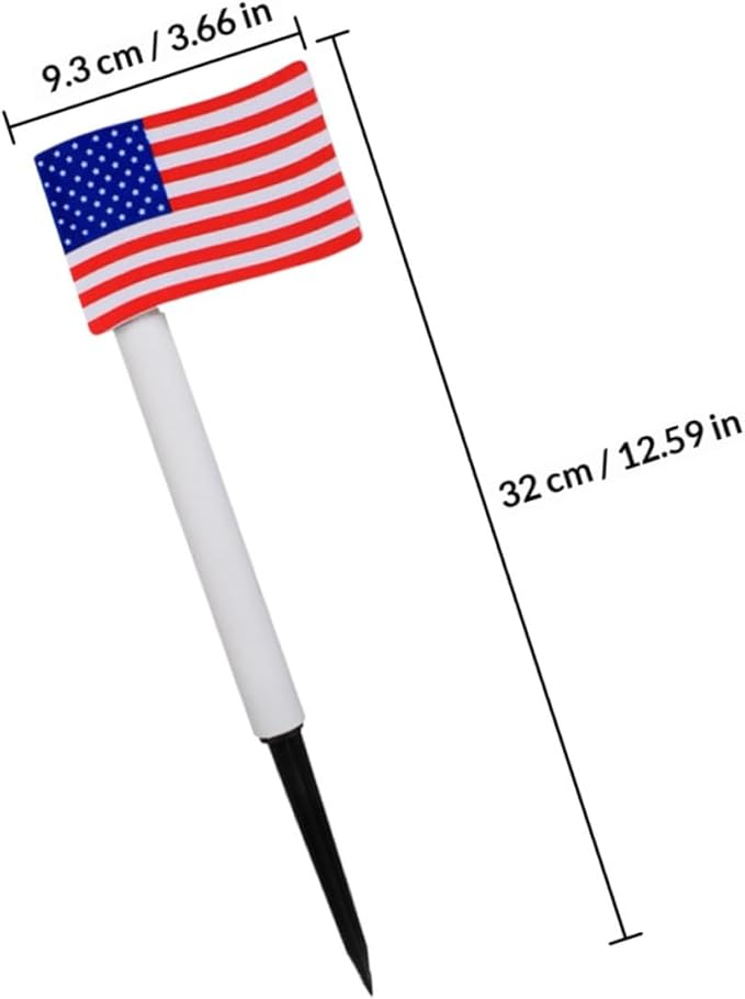 CHILDWEET Solar LED American Flag Garden Lights, 2pcs Outdoor Solar Pathway Lamps Ground Stakes for Lawn and Patio Decoration Random Color