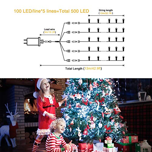 JMEXSUSS 500 LED Christmas Tree Lights Outdoor Indoor, White