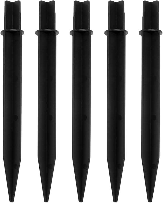 Veemoon 5pcs Solar Power Lawn Lamp Ground Plugs Landscape Spike Lights Black Plastic Garden Stakes for Walkways Driveways Outdoor Decoration
