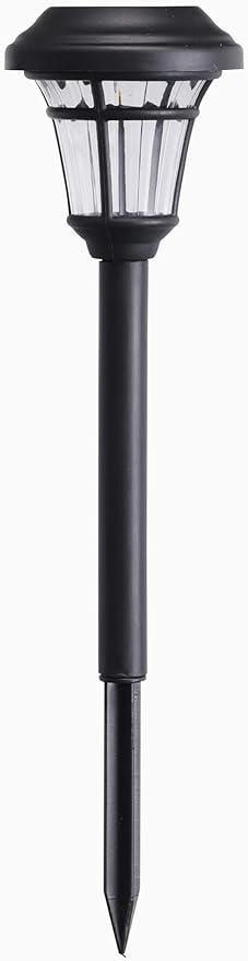6-Pack Solar Path Lights, Matte Black, Durable Plastic, Amorphous Solar Panel, Warm White LED, Auto On/Off, Tool-Free Installation, IP45 Waterproof Outdoor Landscape Lights [W58340]