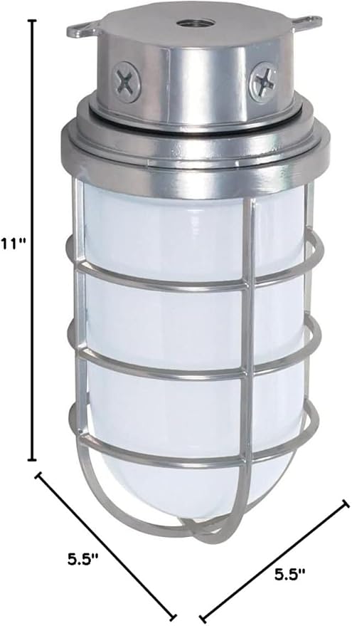 Nuvo Lighting SF76/626 Industrial Style Large Heavy Duty Aluminum Durable Outdoor Close to Ceiling Porch and Patio Light with Frosted Glass, Metallic Silver