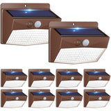 Solar Motion Sensor Outdoor Lights 10Pack,138 LED, Brown-Cool White