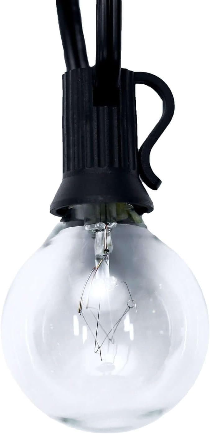 Efavormart 25FT Waterproof Connectable Hanging Outdoor/Indoor Patio String Lights with 28 Incandescent Warm White G40 Light Bulbs for Terrace, Garden, City Roof, Market, Cafe, Wedding, Birthday, Par