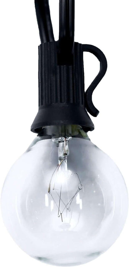 Efavormart 25FT Waterproof Connectable Hanging Outdoor/Indoor Patio String Lights with 28 Incandescent Warm White G40 Light Bulbs for Terrace, Garden, City Roof, Market, Cafe, Wedding, Birthday, Par